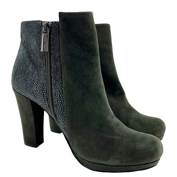 Sacha London (7) Flavia Green Suede Leather Zip Up Ankle Boots - Picture 1 of 13
